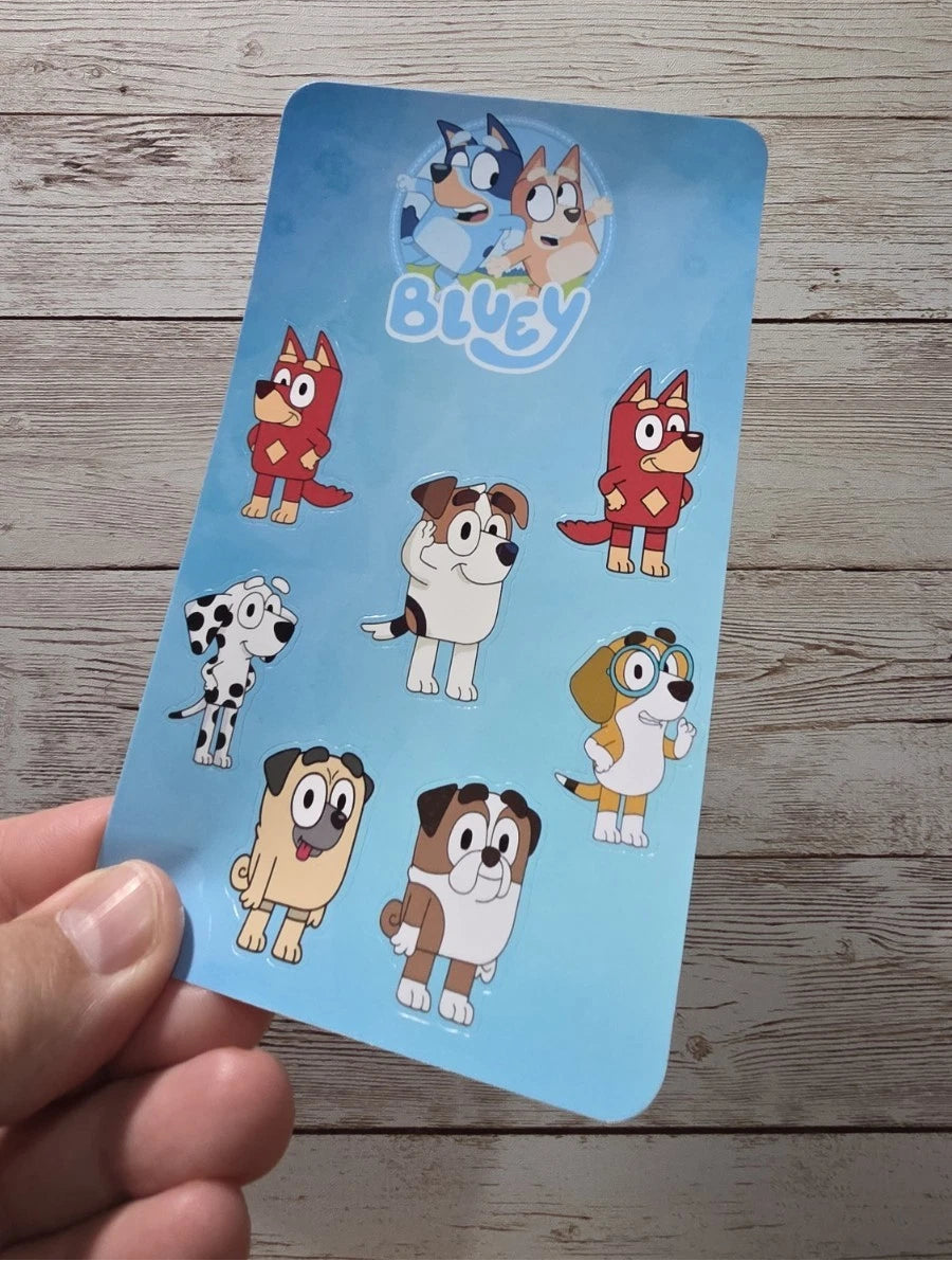 Bluey Sticker Sheet: 44 Mixed Waterproof Vinyl or Laminated Stickers
