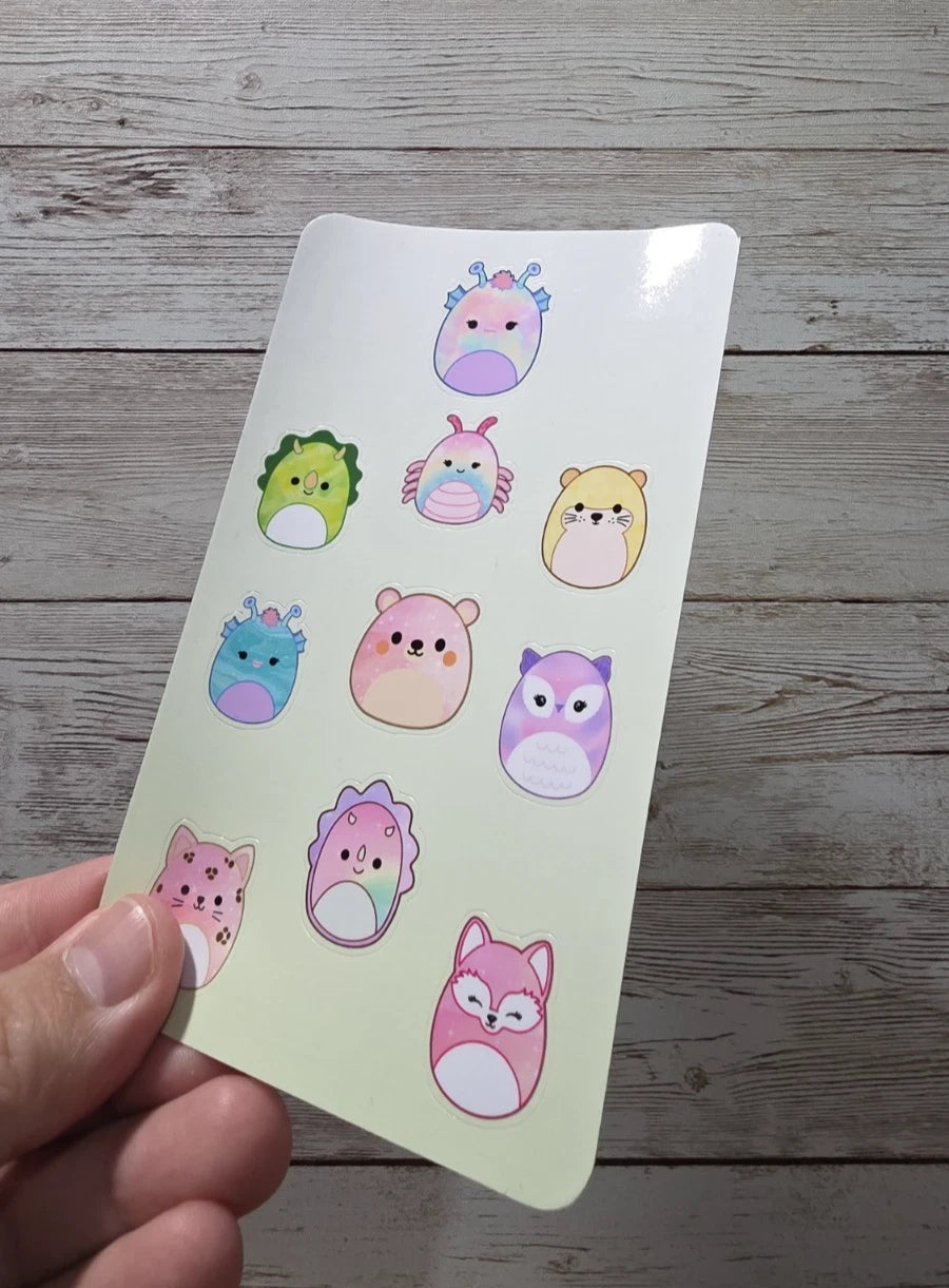Squishmallow Sticker Sheets – 8 Sheets, 80 Cute Character Stickers