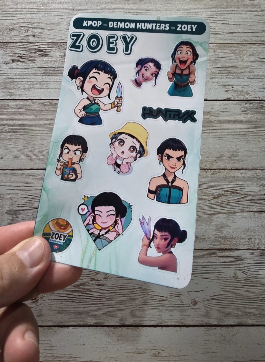 K-Pop Slayers Sticker Sheet | Mira, Zoey, Rumi.... Huntrx Girls