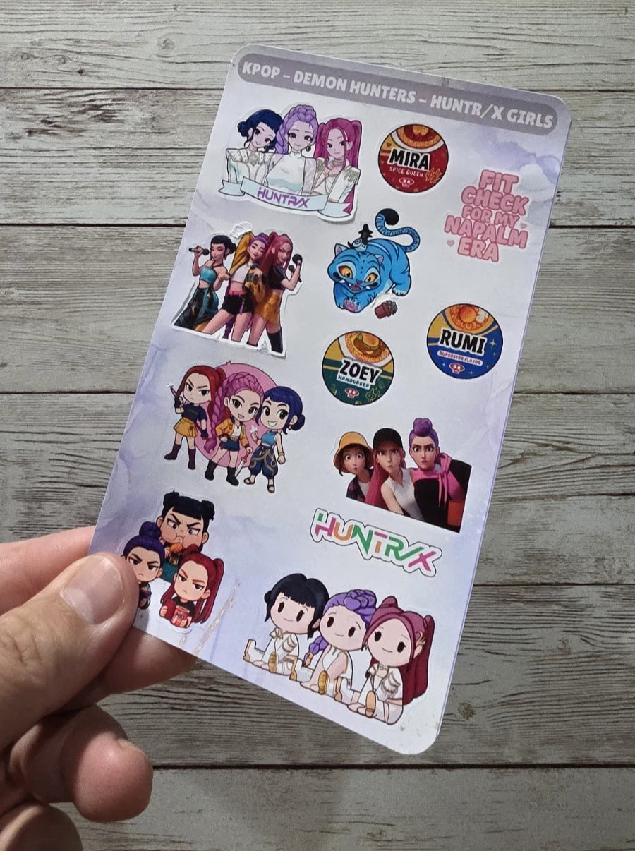 K-Pop Slayers Sticker Sheet | Mira, Zoey, Rumi.... Huntrx Girls