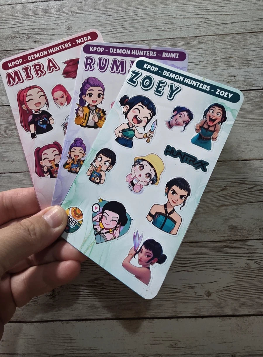 K-Pop Slayers Sticker Sheet | Mira, Zoey, Rumi.... Huntrx Girls