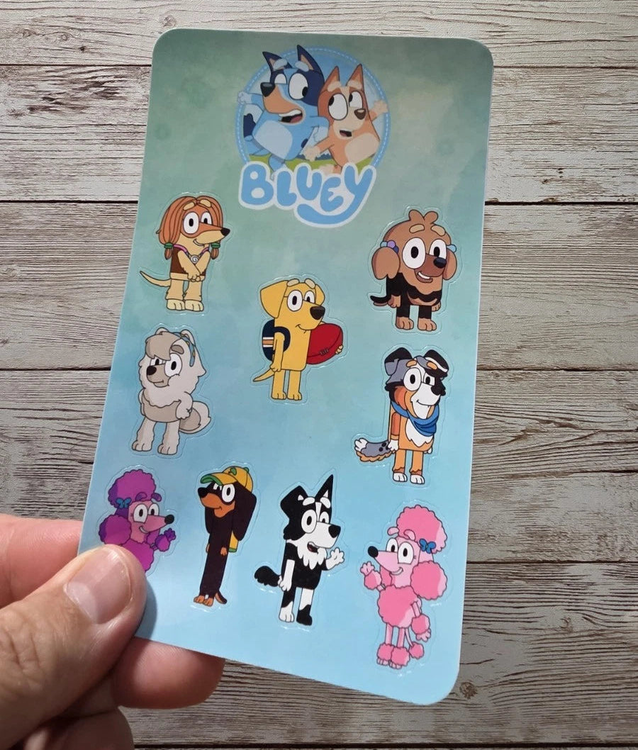 Bluey Sticker Sheet: 44 Mixed Waterproof Vinyl or Laminated Stickers