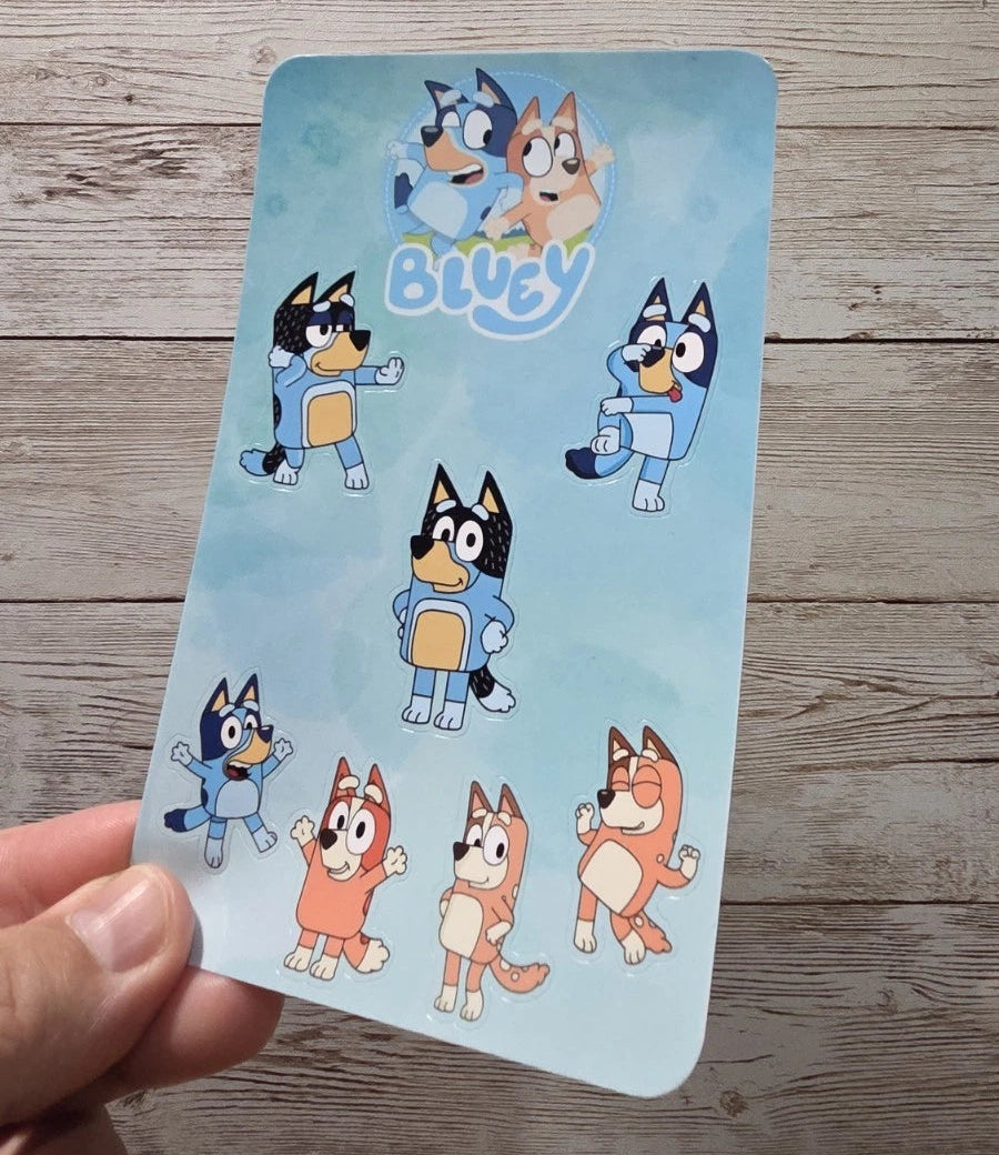 Bluey Sticker Sheet: 44 Mixed Waterproof Vinyl or Laminated Stickers