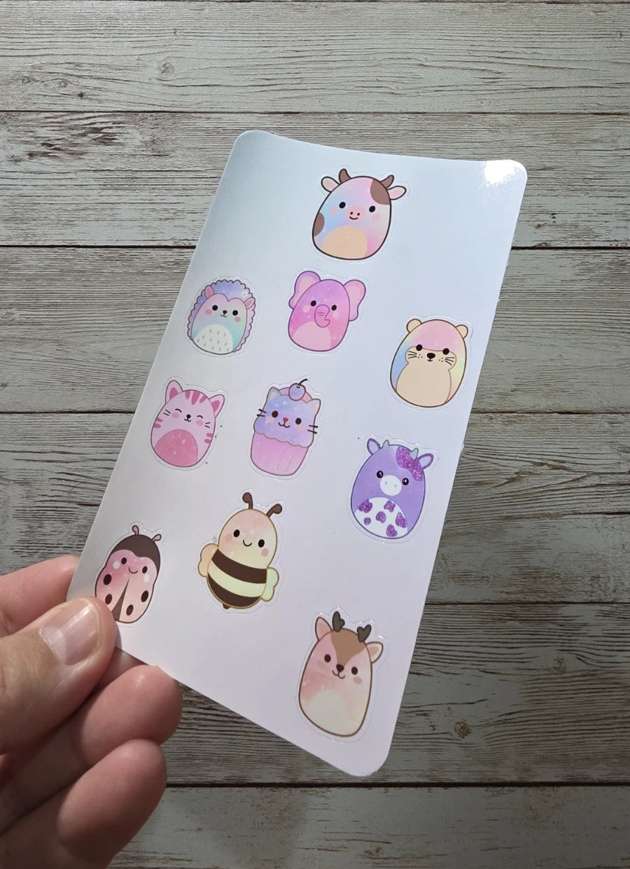 Squishmallow Sticker Sheets – 8 Sheets, 80 Cute Character Stickers