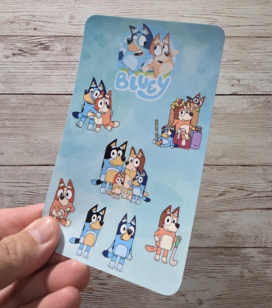 Bluey Sticker Sheet: 44 Mixed Waterproof Vinyl or Laminated Stickers