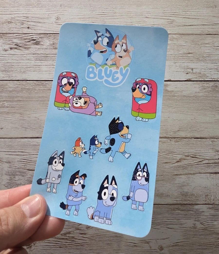 Bluey Sticker Sheet: 44 Mixed Waterproof Vinyl or Laminated Stickers