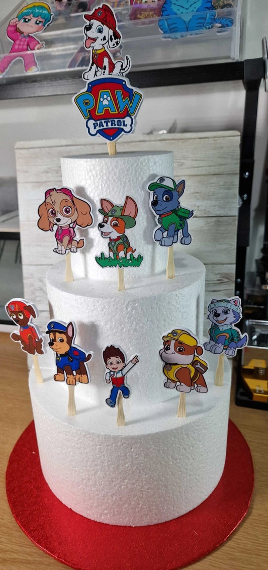 Paw Patrol Birthday Cake Toppers – Set of 10 | | Kids Party Decorat