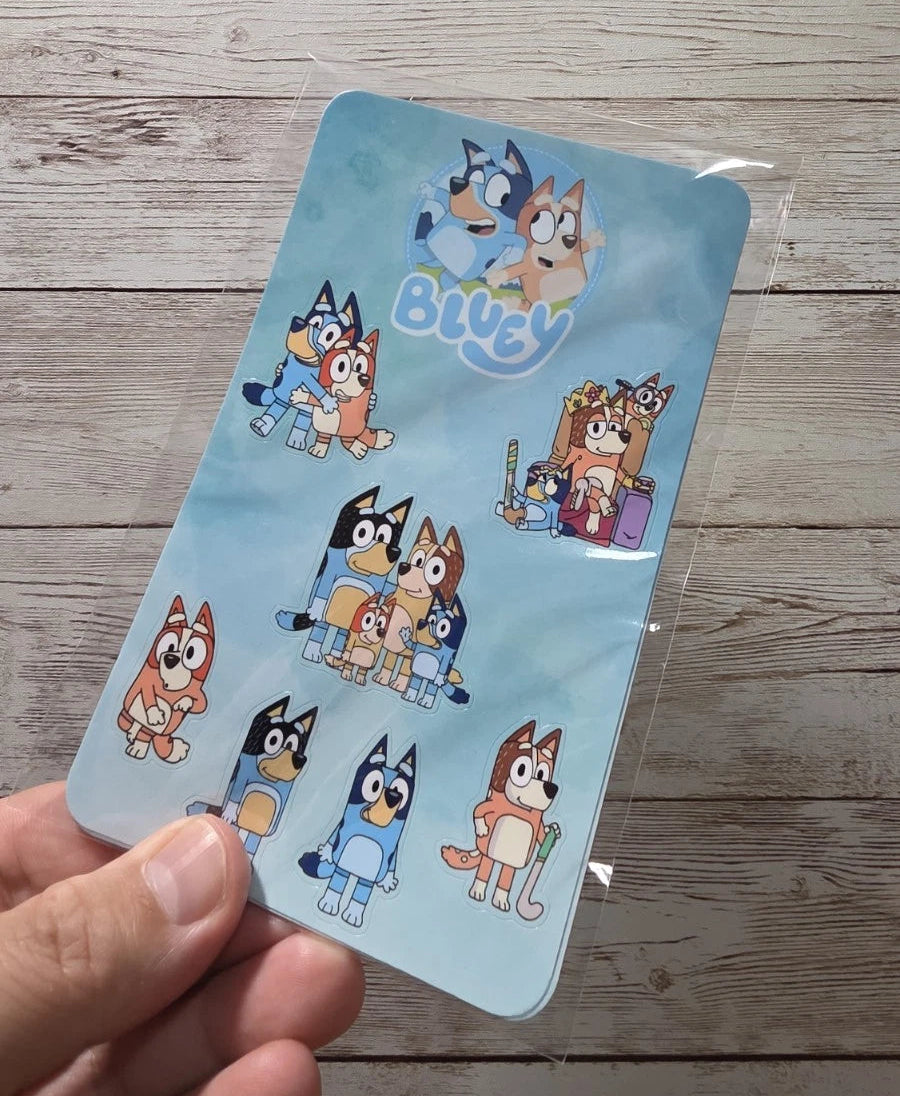 Bluey Sticker Sheet: 44 Mixed Waterproof Vinyl or Laminated Stickers