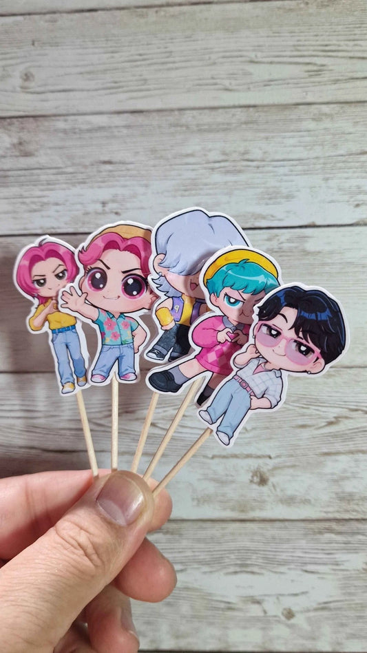 K-Pop Slayers Cupcake Toppers, Set of 9 , Non Edible