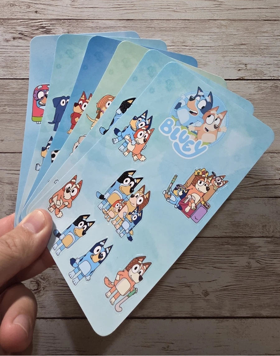 Bluey Sticker Sheet: 44 Mixed Waterproof Vinyl or Laminated Stickers