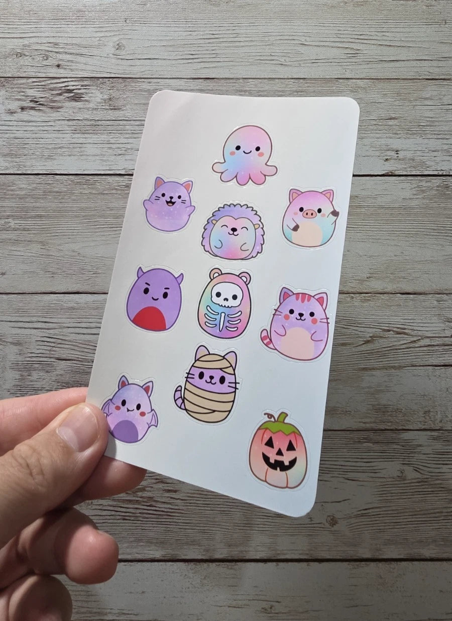 Squishmallow Sticker Sheets – 8 Sheets, 80 Cute Character Stickers