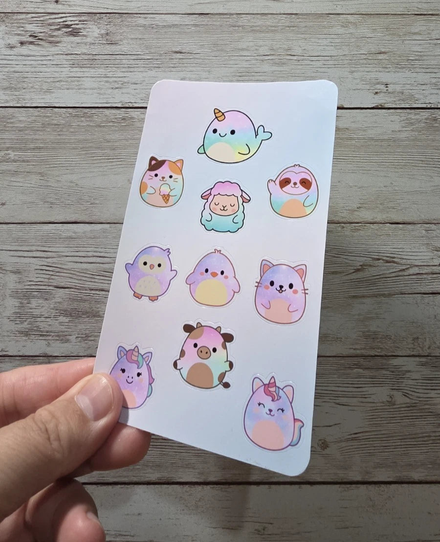 Squishmallow Sticker Sheets – 8 Sheets, 80 Cute Character Stickers