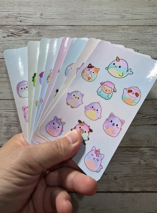 Squishmallow Sticker Sheets – 8 Sheets, 80 Cute Character Stickers