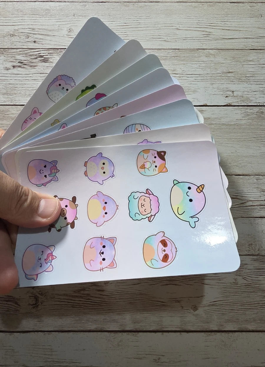 Squishmallow Sticker Sheets – 8 Sheets, 80 Cute Character Stickers